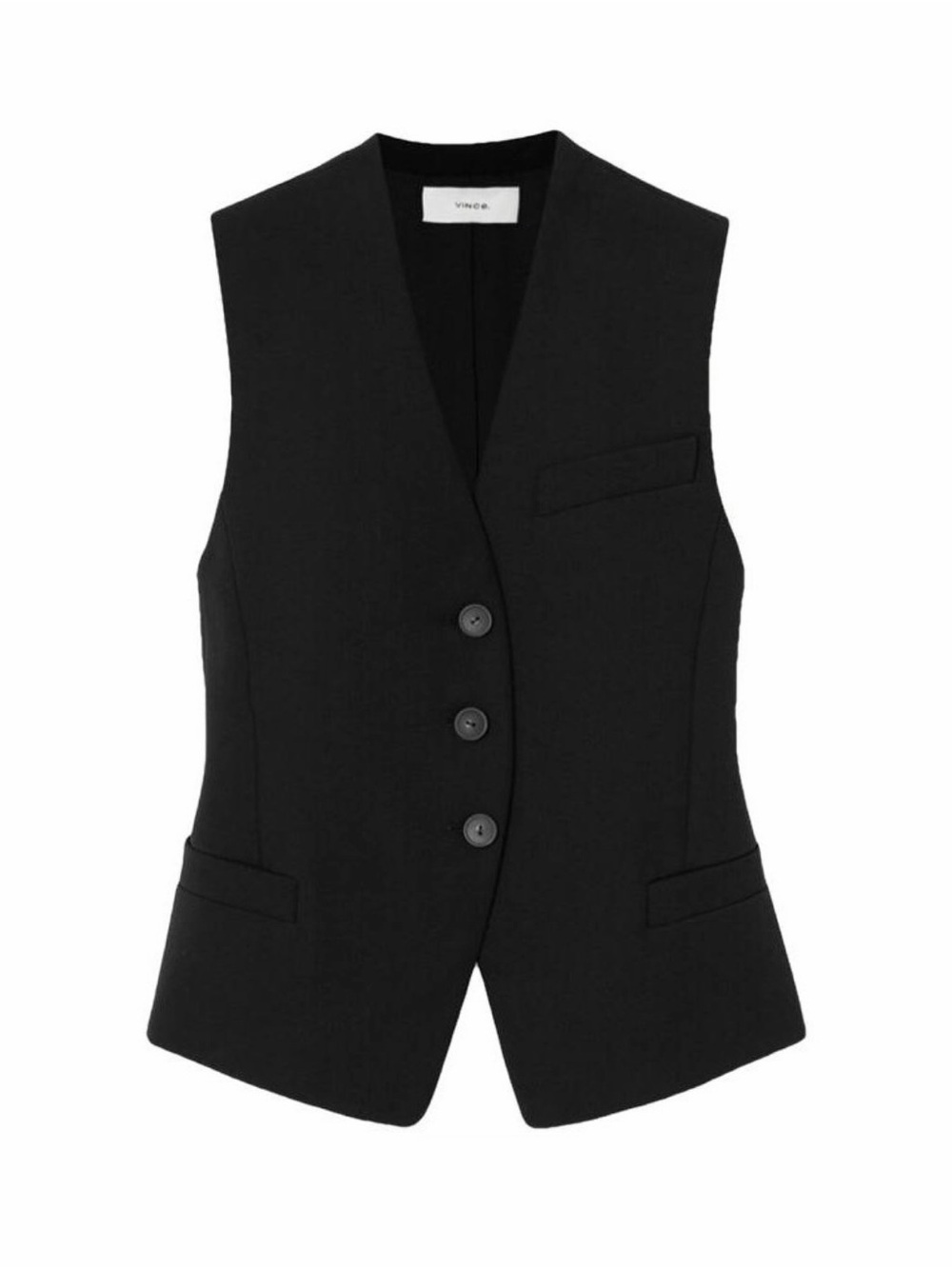 Vince Black Three-Button Tailored Vest
